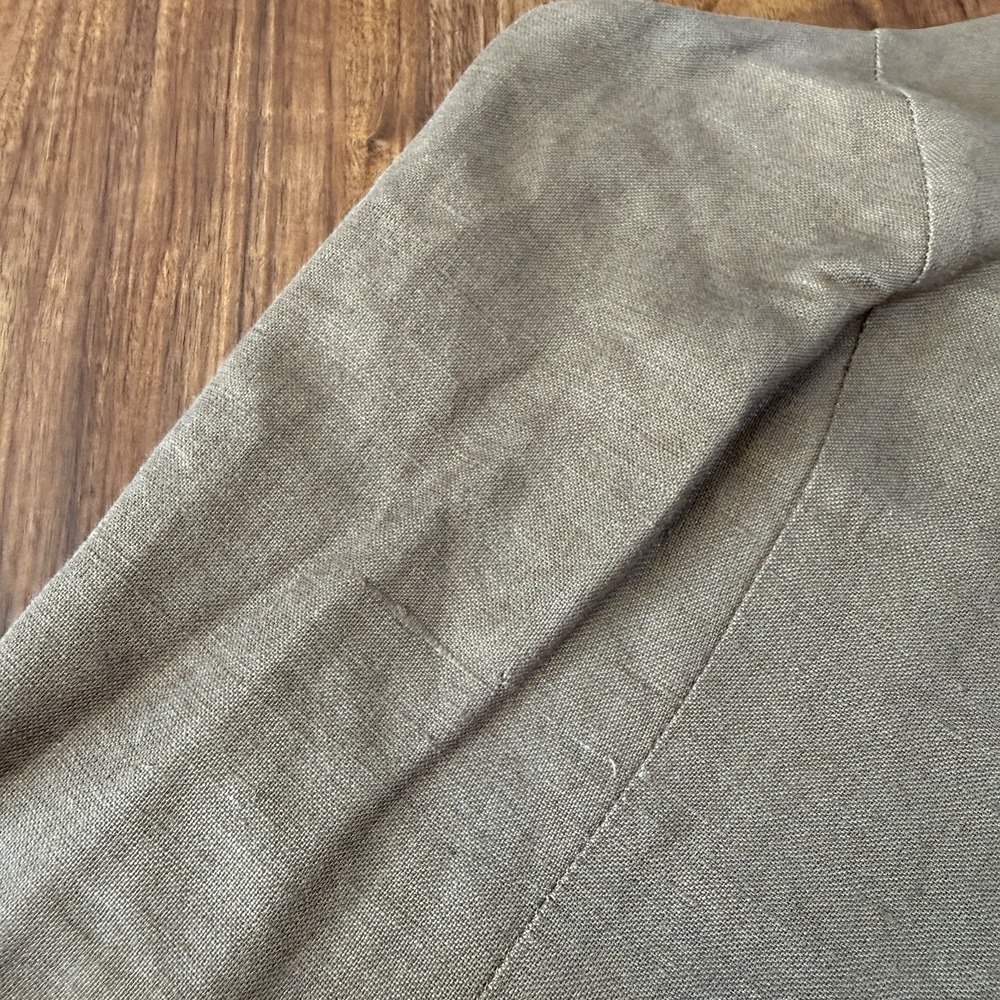 Vintage Gantos Linen Halter Midi Dress Olive Green Minimalist 90s 14 Resortwear - Picture 5 of 12
